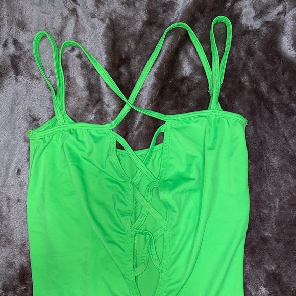 Lime green one piece short jumpsuit - Picture 2 of 2